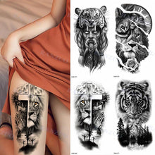 Load image into Gallery viewer, Big Tiger Lion Waterproof Temporary Sticker Tattoo Arm Legs Fake Tattoo Stickers For Adults Realistic Luxury Design For Mens Womens
