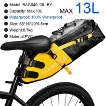 Load image into Gallery viewer, Bike Bag Waterproof Large Capacity Bicycle Bag Cycling Foldable Road Trunk Bike Packing Large Bike Bags Waterproof Bike Bag Under Seat Roll Up Cycling Rear Tail Pack Black 13L
