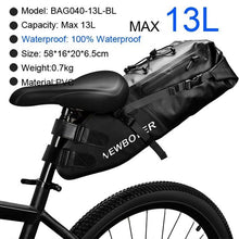 Load image into Gallery viewer, Bike Bag Waterproof Large Capacity Bicycle Bag Cycling Foldable Road Trunk Bike Packing Large Bike Bags Waterproof Bike Bag Under Seat Roll Up Cycling Rear Tail Pack Black 13L

