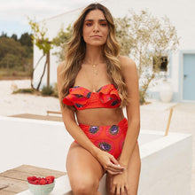 Load image into Gallery viewer, Bikini Female Swimsuit Women Swimwear Push Up Bikinis Set High Waist Swimming Suits Two Piece Set Women Swimsuit Solid Printed Bikini Push-Up Pad Swimwear Set Beachwear Ruffled Bathing Suit
