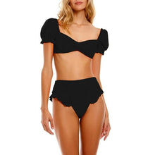 Load image into Gallery viewer, Bikini New 2 Piece Women Swimsuit Women's High Waist Bikini Set Fashion Puff Sleeve Swimwear Set Bathing Suits Solid Color Short Puff Sleeve Summer High Waist Cut Backless Bathing Suit Beachwear

