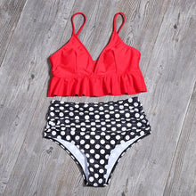 Load image into Gallery viewer, Bikini Push Up Summer Floral Swimwear Sport Women Plus Size Swimming Suit For Women  Women Bikini Set Ruffle Two Piece Swimsuit Flounce Push Up Cutout Swimwear Bathing Suits Swimsuit High Waist Bikini Set
