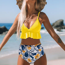 Load image into Gallery viewer, Bikini Push Up Summer Floral Swimwear Sport Women Plus Size Swimming Suit For Women  Women Bikini Set Ruffle Two Piece Swimsuit Flounce Push Up Cutout Swimwear Bathing Suits Swimsuit High Waist Bikini Set
