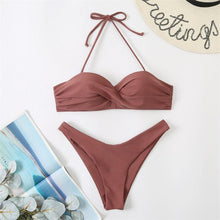 Load image into Gallery viewer, Bikini Push Up Swimwear  Bikini Set Pink Swimwear Women Micro Swimsuit Female Bandage Bikini Beach Wear Swimming Two-Piece Swimsuit Summer Swimsuit for Women
