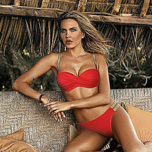 Load image into Gallery viewer, Bikini Push Up Swimwear  Bikini Set Pink Swimwear Women Micro Swimsuit Female Bandage Bikini Beach Wear Swimming Two-Piece Swimsuit Summer Swimsuit for Women

