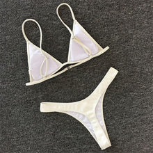 Load image into Gallery viewer, Bikini Set  Swimsuit Small Cup High Cut Style Beach Solid Black White Micro Swimwear Thong Bikinis Women's Micro String Bikini Swimsuits Padded High Cut Bathing Suits

