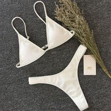 Load image into Gallery viewer, Bikini Set  Swimsuit Small Cup High Cut Style Beach Solid Black White Micro Swimwear Thong Bikinis Women's Micro String Bikini Swimsuits Padded High Cut Bathing Suits
