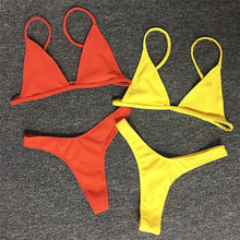Load image into Gallery viewer, Bikini Set  Swimsuit Small Cup High Cut Style Beach Solid Black White Micro Swimwear Thong Bikinis Women's Micro String Bikini Swimsuits Padded High Cut Bathing Suits
