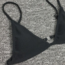 Load image into Gallery viewer, Bikini Set  Swimsuit Small Cup High Cut Style Beach Solid Black White Micro Swimwear Thong Bikinis Women's Micro String Bikini Swimsuits Padded High Cut Bathing Suits
