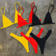 Load image into Gallery viewer, Bikini Set  Swimsuit Small Cup High Cut Style Beach Solid Black White Micro Swimwear Thong Bikinis Women's Micro String Bikini Swimsuits Padded High Cut Bathing Suits
