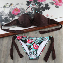 Load image into Gallery viewer, Bikini Solid Strappy Bandage Bikinis Set White Push Up Bikini Swimwear Swimsuit Bathing Suit Women's Ribbed Tie Bikini Adjustable Lace Up Bottom String Women Swimsuit
