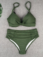 Load image into Gallery viewer, Bikini Swimwear Women High Waist Swimsuit Solid Color Bikini Set Women's Push Up Underwire Top Bottom Bikini Bathing Swimsuits Beach Wear Padded Push Up Bikini Set Female

