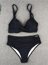 Load image into Gallery viewer, Bikini Swimwear Women High Waist Swimsuit Solid Color Bikini Set Women's Push Up Underwire Top Bottom Bikini Bathing Swimsuits Beach Wear Padded Push Up Bikini Set Female
