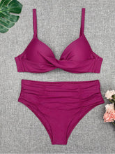 Load image into Gallery viewer, Bikini Swimwear Women High Waist Swimsuit Solid Color Bikini Set Women's Push Up Underwire Top Bottom Bikini Bathing Swimsuits Beach Wear Padded Push Up Bikini Set Female
