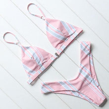 Load image into Gallery viewer, Bikini Swimwear Women Swimsuit Push Up Micro Bikinis Set Swimming Bathing Suit Beachwear Summer Thong Bottom Two Piece Bikini Double Shoulder Straps Cute Swimsuit Triangle Bathing  Bikini
