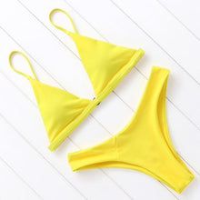 Load image into Gallery viewer, Bikini Swimwear Women Swimsuit Push Up Micro Bikinis Set Swimming Bathing Suit Beachwear Summer Thong Bottom Two Piece Bikini Double Shoulder Straps Cute Swimsuit Triangle Bathing  Bikini
