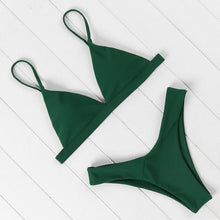 Load image into Gallery viewer, Bikini Swimwear Women Swimsuit Push Up Micro Bikinis Set Swimming Bathing Suit Beachwear Summer Thong Bottom Two Piece Bikini Double Shoulder Straps Cute Swimsuit Triangle Bathing  Bikini
