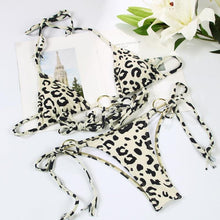 Load image into Gallery viewer, Bikini Triangle Adjust Swimwear Women's Crisscross Halter Bikini Lace Up Back Bandage Two Piece Strappy Bathing Suits G String Thong Swimwear Women Bathing Suit Hollow Out Quality Pleated Swimsuit Female Double-Sided Bikini Set
