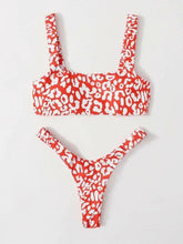 Load image into Gallery viewer, Bikini  Women Orange Leopard Push Up Padded Thong Swimsuit Female Cut Out Bathing Suit Swimwear Padded Push up Thong Bikini Sets  Swimsuits for Women
