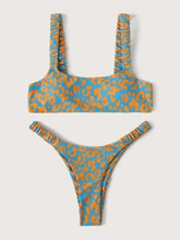 Load image into Gallery viewer, Bikini  Women Orange Leopard Push Up Padded Thong Swimsuit Female Cut Out Bathing Suit Swimwear Padded Push up Thong Bikini Sets  Swimsuits for Women
