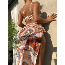 Load image into Gallery viewer, Bikini Women Push Up Swimsuit 3 Piece Bikini Set With Cover Up Women's Fashion 3 Piece Tie Dye Top Bikini Set Swimsuit Cover Up Skirt Swimwear Push Up Bather Swim Wear
