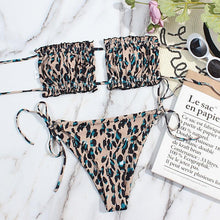 Load image into Gallery viewer, Bikini Women  Swimsuit Female Low Waist Swimwear Women Beach Mini Thong Bikini Set Bathing Suit Women Thong Swimsuits Strapless 2 Piece Bikini String Tie Ruffle Brazilian Bathing Suit
