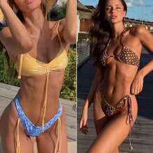 Load image into Gallery viewer, Bikinis Micro Adjustable Swimwear Women Summer Bikini Set Modern Colorful Print Beach Wear Women's Comfortable Swimsuit Knotted String Triangle Bikini Tie Side High Cut Bikini Set
