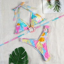 Load image into Gallery viewer, Bikinis Micro Adjustable Swimwear Women Summer Bikini Set Modern Colorful Print Beach Wear Women's Comfortable Swimsuit Knotted String Triangle Bikini Tie Side High Cut Bikini Set
