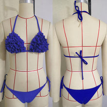 Load image into Gallery viewer, Bikinis  New 3D Flower Swimwear Solid Bikini Bandage Swimsuit Women's Solid Halter Padded Push Up Bikini Set Two Pieces Swimsuit Swimwear Bathing Suit Bikini Set Female Cute Ladies Beachwear Push Up Bikini
