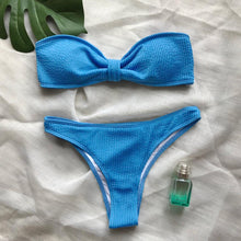 Load image into Gallery viewer, Bikinis Swimsuit Women Push Up Bikini Set  Female Swimwear Women's Strapless Solid Color 2 Pieces Bathing Suit Swimsuit Swimsuits Off Shoulder High Waist Bathing Suit High Cut Swimwear For Summer
