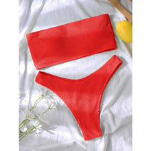 Load image into Gallery viewer, Bikinis Swimsuit Women Push Up Bikini Set  Female Swimwear Women's Strapless Solid Color 2 Pieces Bathing Suit Swimsuit Swimsuits Off Shoulder High Waist Bathing Suit High Cut Swimwear For Summer
