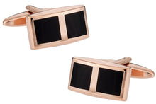 Load image into Gallery viewer, Black and Rose Gold Cufflinks
