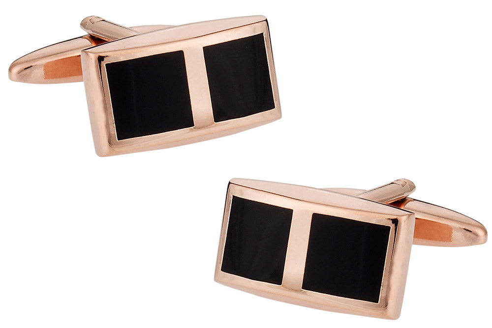 Black and Rose Gold Cufflinks