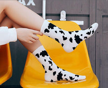 Load image into Gallery viewer, Black And White Embroidery Female Tide Socks Shallow Mouth Summer Cartoon Cow Cute Fashion Boat Socks Unisex Men And Women Cotton Ankle Socks
