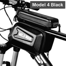 Load image into Gallery viewer, Black Bike Bag Frame Front Top Tube Cycling Bag Waterproof Phone Case Touchscreen Bag  Pack Bicycle Accessories Bike Bicycle Bag Waterproof Bike Phone Mount Bag Front Frame Top Tube Handlebar Bag Touch Screen Holder Case For Cell Phones 6.6in
