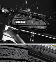 Load image into Gallery viewer, Black Bike Bag Frame Front Top Tube Cycling Bag Waterproof Phone Case Touchscreen Bag  Pack Bicycle Accessories Bike Bicycle Bag Waterproof Bike Phone Mount Bag Front Frame Top Tube Handlebar Bag Touch Screen Holder Case For Cell Phones 6.6in
