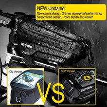 Load image into Gallery viewer, Black Bike Bag Frame Front Top Tube Cycling Bag Waterproof Phone Case Touchscreen Bag  Pack Bicycle Accessories Bike Bicycle Bag Waterproof Bike Phone Mount Bag Front Frame Top Tube Handlebar Bag Touch Screen Holder Case For Cell Phones 6.6in
