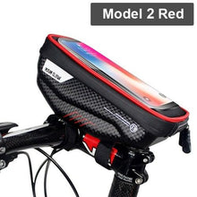 Load image into Gallery viewer, Black Bike Bag Frame Front Top Tube Cycling Bag Waterproof Phone Case Touchscreen Bag  Pack Bicycle Accessories Bike Bicycle Bag Waterproof Bike Phone Mount Bag Front Frame Top Tube Handlebar Bag Touch Screen Holder Case For Cell Phones 6.6in
