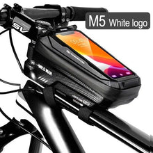 Load image into Gallery viewer, Black Bike Bag Frame Front Top Tube Cycling Bag Waterproof Phone Case Touchscreen Bag  Pack Bicycle Accessories Bike Bicycle Bag Waterproof Bike Phone Mount Bag Front Frame Top Tube Handlebar Bag Touch Screen Holder Case For Cell Phones 6.6in
