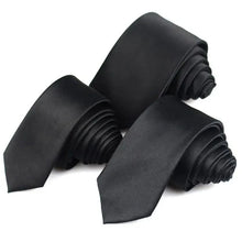 Load image into Gallery viewer, Black Business Skinny Men Neckties Wedding Slim Ties Elegant Men Lightweight High Quality Modern Ties
