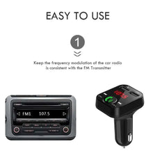 Load image into Gallery viewer, Black Car Bluetooth Wireless Hand-free Transmitter Dual USB Charger Music Player For Cars Easy Use Gadget
