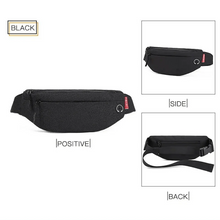 Load image into Gallery viewer, Black Crossbody Fanny Pack Simple Design Belt Bag Canvas Hands Free Travel Bag Sports Workout Durable Lightweight Fanny Packs For Festivals
