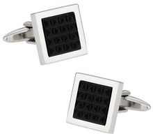 Load image into Gallery viewer, Black Crystal Grid Cufflinks
