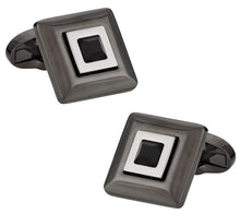 Load image into Gallery viewer, Black Crystal Hematite Cufflinks
