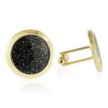 Load image into Gallery viewer, Black Diamond Dust Gold Cufflinks
