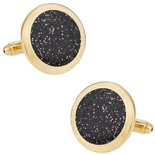 Load image into Gallery viewer, Black Diamond Dust Gold Cufflinks
