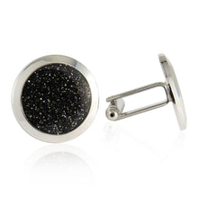 Load image into Gallery viewer, Black Diamond Dust Silver Cufflinks
