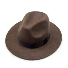 Load image into Gallery viewer, Black Fedora Hat Unisex Wide Brim Hat Autumn Winter Fedora Hat Wide Cap Winter Wool Classic Hat Men Elegant Gentleman Hat For Party
