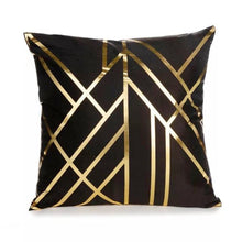 Load image into Gallery viewer, Black Gold Pillow Geometric Cushion Hot Pillows For Chairs Seat Pillowcase Black Striped Pillow Case  Luxury Soft Cushion Covers Decor Home Livingroom Decoration 45x45CM

