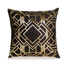 Load image into Gallery viewer, Black Gold Pillow Geometric Cushion Hot Pillows For Chairs Seat Pillowcase Black Striped Pillow Case  Luxury Soft Cushion Covers Decor Home Livingroom Decoration 45x45CM
